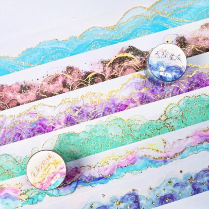 Washi Tape Set ,3 Roll PET Washi Tape Set,Transparent Scrapbook Sticker Tape for Scrapbooks,Garbage Diaries,Bullet Diaries,DIY Crafts and Paintings (Color Paradise)