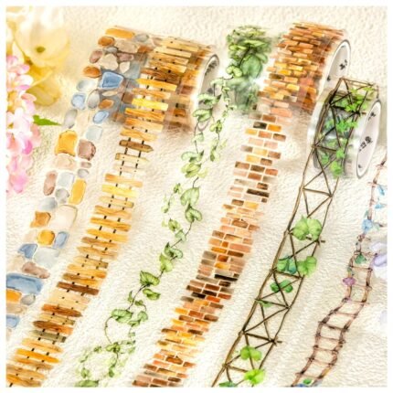 Scrapbooking Stickers Set,3 Rolls PET Tape,Exquisite Garden-themed Series Washi Tape for Scrapbook,Junk Journaling,Bullet Journal,DIY Crafts (Garden)